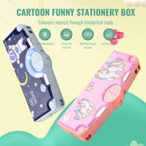 Kids Stationery Box Cartoon unicorn Pencil Case Magnetic Multifunctional Pencil Box Girl Boy School Stationery
