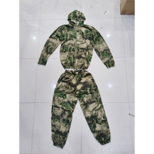 Breathable Mesh Camo Hooded Suit Lightweight Tactical Hunting Coveralls Men Ghillie Suits Airsoft Hooded Jackets Pants Men Kids