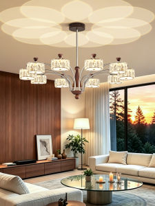 PARSA | French Retro Crystal Multi-Head Chandelier Full Spectrum Eye-Protection Atmosphere Lamp