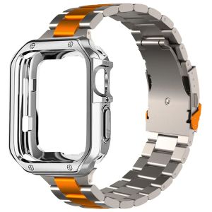 Titanium Bracelet+TPU Case For Apple Watch Ultra 2 49mm 45mm 44mm 42mm 40mm Metal Mens Business Band For iWatch Series 9 8 7 6 5