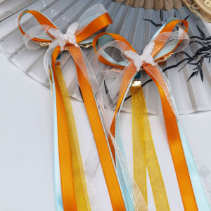 Elegant Butterfly Knot Hair Clip Long Sash Silk Ribbon Hanfu Hair Accessories New Arrival Fashionable Hair Decorations