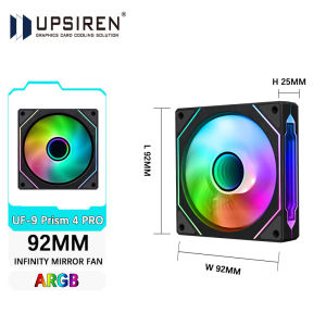 UPSIREN UF-9 PRISM 4 PRO Computer Chassis Fan 92mm ARGB 4 Pin PWM Quiet Cooling Fan 12V Large Air Volume 40CFM/800-2500RPM