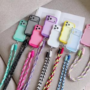 Wavy Case For iPhone 17 Pro Max 18 16 15 14 13 12 11 Fashion Braided Crossbody Cord Lanyard Strap Shockproof Travel Matte Cover