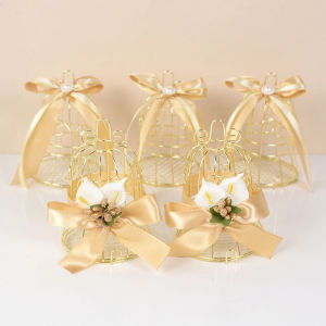 1Pc Mini Metal Gold Bird Cage Candy Boxes Wedding Favors Gift Box for Guests Birthday Party Baby Shower Souvenir Decor Supplies