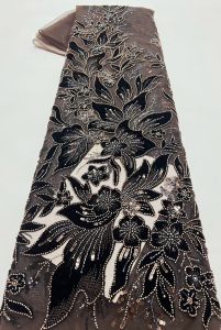 5 Yards Luxury French Nigerian Lace Fabric 2026 High Quality Beaded Mesh Lace Handmade Elegant For Wedding Dress Bridal Wear