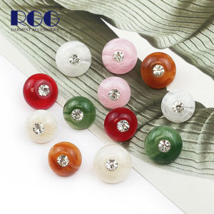 Colored Cloud Pattern Resin Shirt Buttons High Heel Diamond Embedded Fake Jade Mushroom Shape round Flag Dress Shirt Buttons