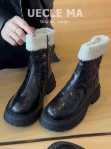 MASHUJIA | Warm Sheepskin Short Boots Thick Sole Insulated