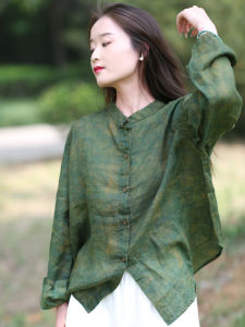 Original Design Cotton Linen Womens Artistic Retro New Chinese Style Ethnic Wind Flax Shirt Sun Protection Clothing