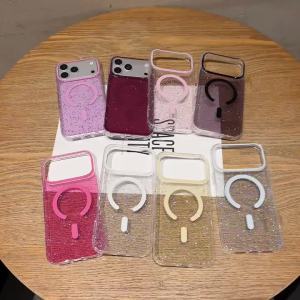 Ốp Lưng Sạc Không Dây Magsafe Trong Suốt Lấp Lánh Dành Cho iPhone Chống Sốc Mềm Mại Tương Thích Với Các Mẫu Pro Max 18 17 16 15