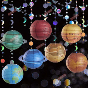 Kindergarten Opening Season Decorative Rocket Lantern Creative Ceiling Hanging Lamp Night Sky Theme Decoration for Nursery