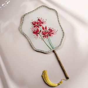 Double-Sided Embroidery Fan Traditional Chinese Style Womens Suzhou Embroidery Qipao Court Fan Finished Product Folk Art