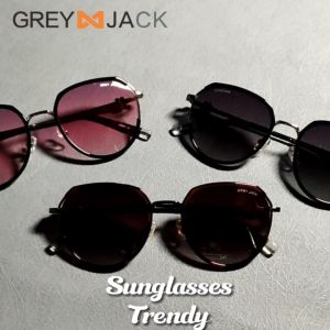 Grey Jack Sunglasses Polarized Kacamata Hitam Model Semi Kotak Unik Design Vintage Metal+TR 31952