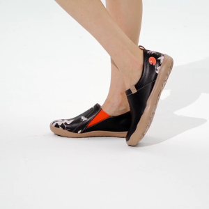 UIN Womens Walking Travel Shoes Microfiber PU Leather Loafers Lightweight Slip On Fashion Sneaker Crane in Dark