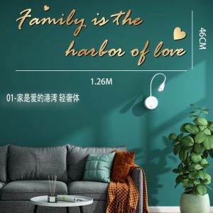 ตกแต่งผนังพื้นหลัง TV ติดผนังโซฟา ห้องนั่งเล่น ตัวอักษร 3 มิติ พื้นผิวเรียบ เรียบง่าย สไตล์ยุโรป สไตล์วินเทจ