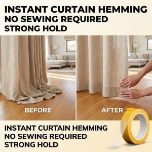 1 Roll of 393.7 Inch Curtain Shortening Tape Multifunctional Traceless Adhesive for Curtains Carpet Home Adhesive Universal