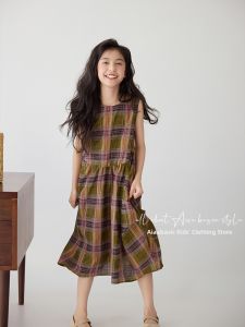Aiza basic | Summer Childrens Gingham Sleeveless Dress