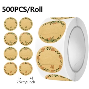 500Pcs Self-Adhesive Blank Kraft Paper Stickers - Writable Labels for Gifts Handmade Stationery Tags