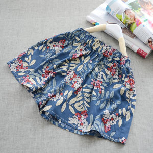 Style Childrens Summer Cotton Silk Skirt Pants Baby Girls Floral Print Outerwear Artificial Cotton Shorts Half Skirt