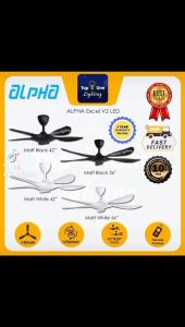 Alpha Alkova EXCEL V2 56" 42" Ceiling Fan DC Motor 5 Blade With Remote Designer Fan Kipas Angin siling 家用风扇 Black WHITE