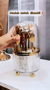 WADAH Tempat Sendok Garpu Berputar - Organizer Multifungsi untuk Kuas Makeup Kosmetik Alat Tulis & Perlengkapan Dapur BEST SELLER