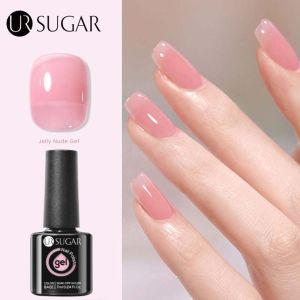 UR SUGAR 7ml Jelly Pink Milky White Nude Gel Nail art Polish Glass Bottle Gel Nail UV LED Semi Permanent Soak Off Nail art Polish