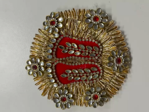 Traditional Lakshmi Charan Paduka Feet Pagla Floor Rangoli Decoration | Festival Decor | Diwali Decoration (Size :- 10cm | Pack of 1 pc)