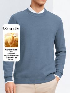 SAUNDU | Áo Sweater Nam Cổ Tròn Dày
