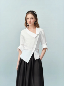 AIVEI | Asymmetric Slanted Collar Commuter Design Shirt