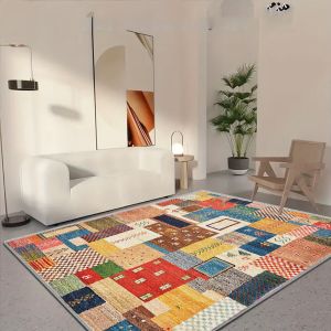 VIKAMA Boho Chắp Vá Thảm Trải Sàn Nhiều Màu Chống Trơn Trượt Mềm Có Thể Giặt Được Họa Tiết Hình Học Thảm Phòng Khách Trang Trí Nhà Cửa