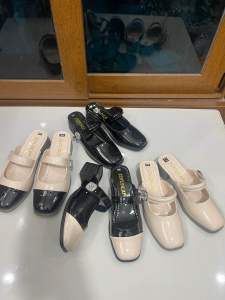 Giày sục 4 phân da bóng quai ngang khuy vuông cạch chân DH62