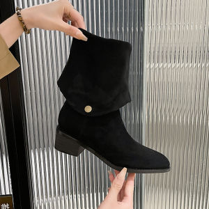 DIANCHA | Matte Suede Convertible Pointed Toe Cuff Boots