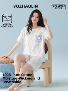 Yuzhaolin | Padded Cotton Pajamas Short Sleeve Thin Set For Women