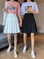 High Waist A-Line Mini Skirt for Tall Women Summer plus Size College Style White Midi Skirt Flared Skirts Elegant Simple Color. 