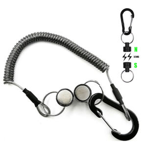 Magnetic Net Release Holder With Coiled Lanyard Fly Fishing Tools Strong Magnet Carabine Fast Buckle Anti-Drop Rope Accessories