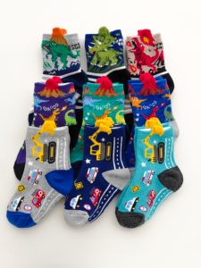 Japanese Style Spring Autumn High Socks for Boys 3D Model Anti-slip Floor Socks Excavator Dinosaur Car Design