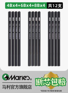 Maries Professional Sketching Pencil Set 14B Soft Charcoal for Art Students Drawing Tools Kit Matte Finish Single Color Pencil