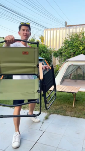 เก้าอี้พับได้สำหรับแคมป์ปิ้ง WTHB OUTDOOR พร้อมที่วางของ น้ำหนักเบา ทนทาน สำหรับปิคนิคและเดินป่า