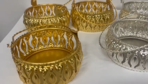 Elegant German Silver-Style Decorative Basket | Ideal Wedding Gift & Special Occasion Décor | Perfect for Home Pooja | 4 Inches Pack of 1