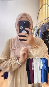 Gamis Crinkle Gauri Guardian Button Dress Maxi Bahan Crinkle Airflow Polos / Dress Krinkle Terbaru Clothes Project