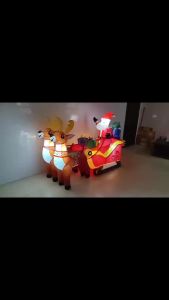 Christmas Inflatables Decoration Santa Claus Riding Sled Reindeer Built-in LED LightsFor Indoor Outdoor Garden Party Decoration