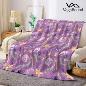 purple mermaid seashell Flannel Blanket Warm Soft Halloween Christmas Decorative Couch Warm Cozy All-Season Gift