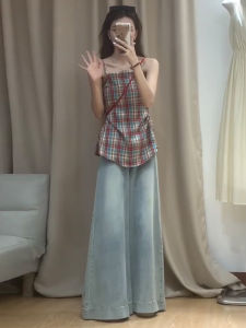 High Waist Wide Leg Jeans Womens Loose Fit Floor Length Bootcut Pants Casual Style High Waist Denim Jeans Autumn Season