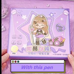 4Pcs Erasable Pen Set Press with 8 Refill 2 Erasable Sticks Black/Blue Ink 0.5mm School Supplies