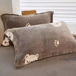 Mùa Đông Lông Cừu Vỏ Gối Nhung Sữa San Hô Lông Cừu Toàn Đầu Đơn 48cmx74cm Vỏ Gối Cặp Nhung San Hô Dép Nỉ