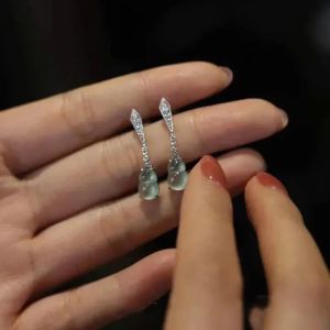 Silver Jade Quartz Calabash Shape Earrings