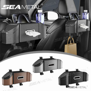 SEAMETAL Car Backrest Storage Box Multifunctional Car Tissue Cup Phone Holder 7 In 1 Seat Back Storage Box Trash Can