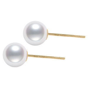 Freshwater Pearl Tiny Bead 18K Gold Stud Earrings