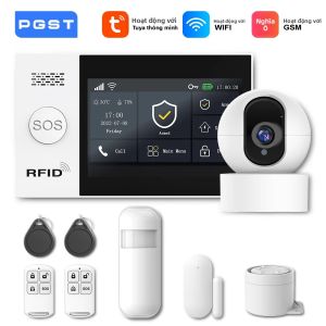 PGST PG-107 Tuya Không Dây WIFI Nhà GSM An Ninh Ngôi Nhà Với Đầu Dò Chuyển Động Cảm Biến Báo Động Chống Trộm Ứng Dụng Hỗ Trợ Điều Khiển Alexa