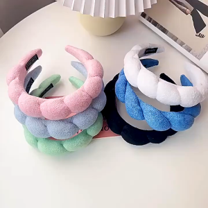 Color Bubble Hemp Pattern Hair Hoop Sponge Towel Thickened Multipurpose Headband European Style