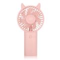 Portable Handheld AA Battery Mini Desktop Air Cooler Fans with Cat Ear Design in Pink and Green for Outdoor Travel Use. 